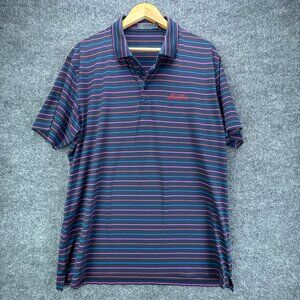 G/FORE Golf Polo Shirt Mens Extra Large Blue Performance Striped‎ Sea Island